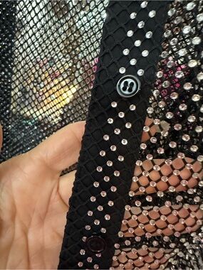 M AKIRA Black Sheer Rhinestone-Studded Long Sleeve Blazer never worn